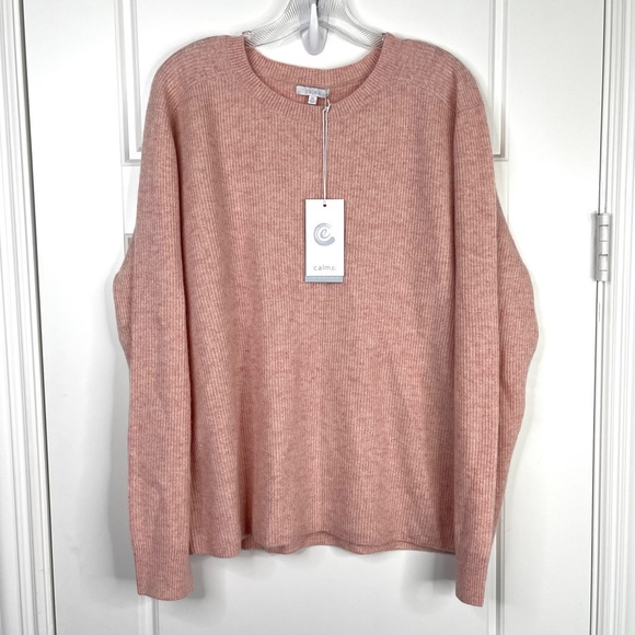 JOHNNY WAS CALME 100% Cashmere Ribbed Pullover Sweater NEW Size XL Blush Pink - Picture 2 of 10